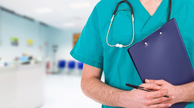 a close-up of a doctor