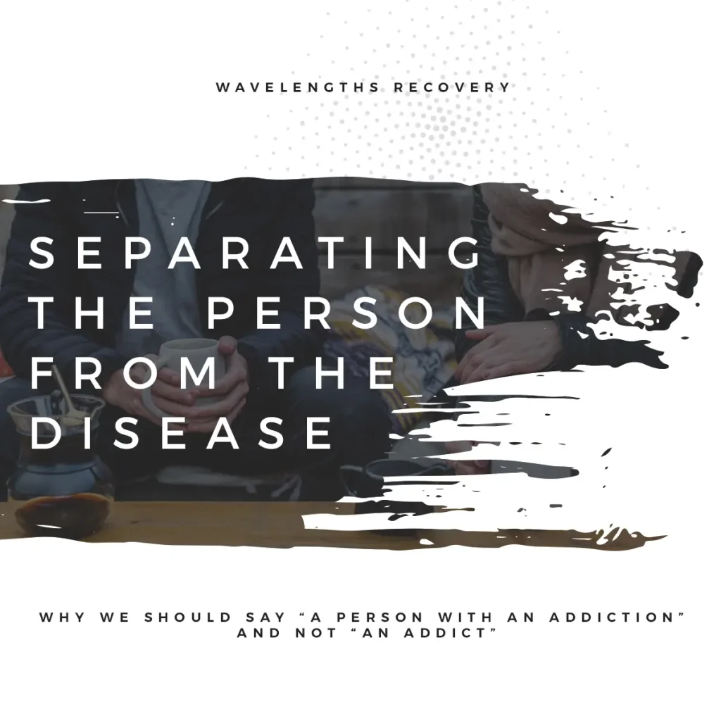 a group of people sitting at a table - separating the person from the disease